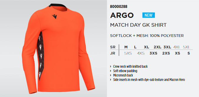 80000288 - ARGO MATCH DAY GOALKEEPER SHIRT