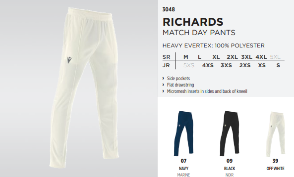 3048 - Richards Match Day Trousers Cricket